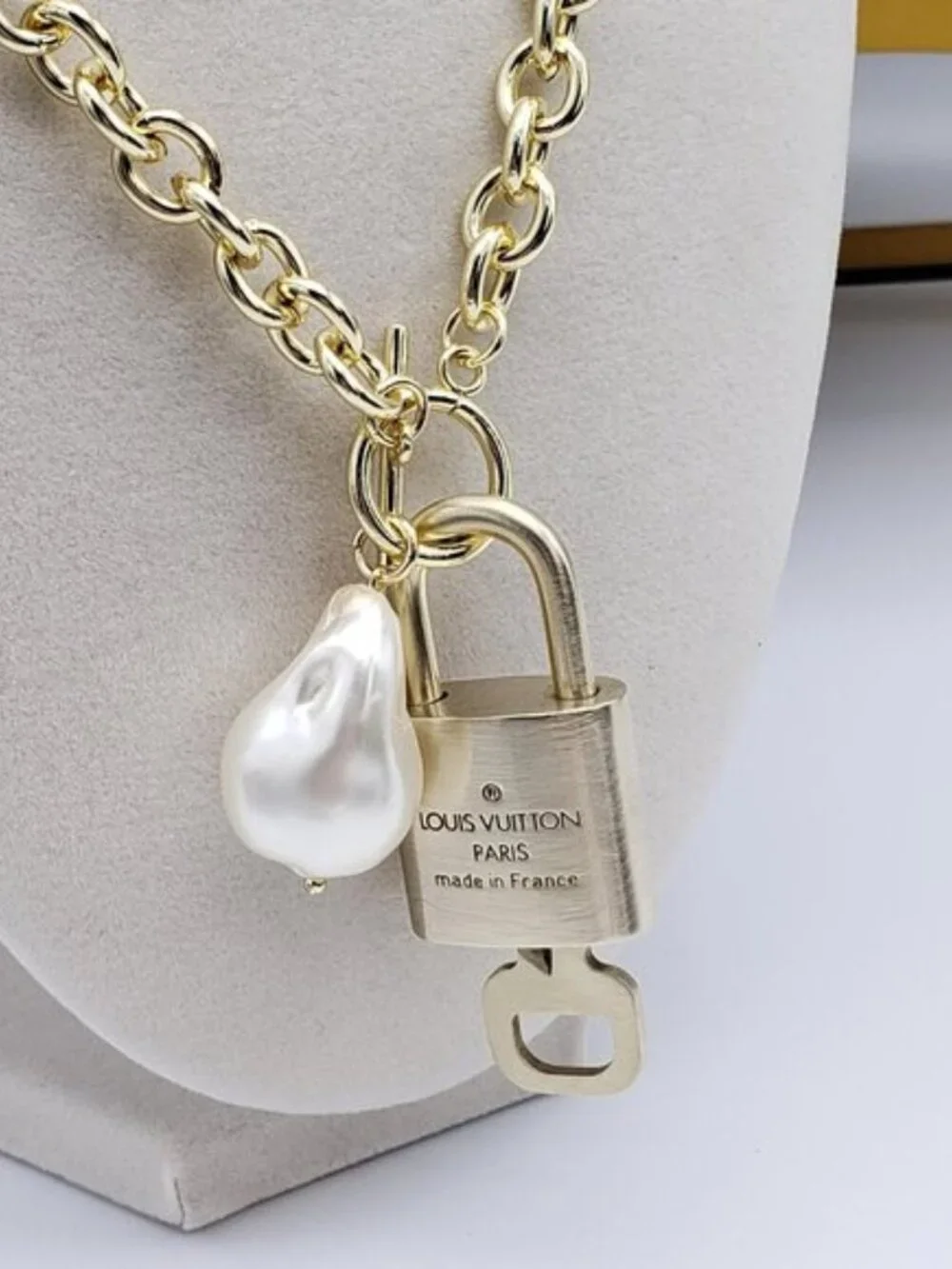 Authentic Louis Vuitton Gold Padlock w/unbranded 16k Gold Plated Stainless Steel